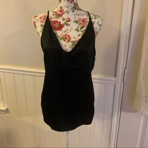 Stars above satin spaghetti straps adjustable camisole in black.